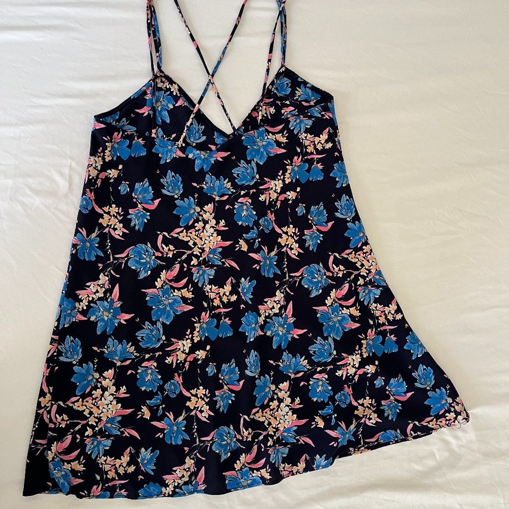 ZARA Trafaluc Blue Floral Strappy Mini Dress